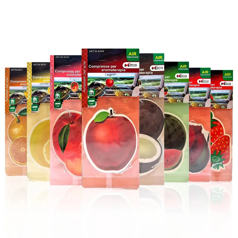 2-40pc Fruit Car Air Freshener Aromatherapy Paper Hanging Perfume Car Interior Decoration Air Purifying Fragrance Auto Accessory