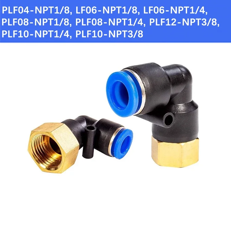 

10PCS PLF Pneumatic Fitting Hole 4-12mm NPT Female Thread 1/8" 1/4" 1/2" External Elbow Quick release Pipe Water Air Connector