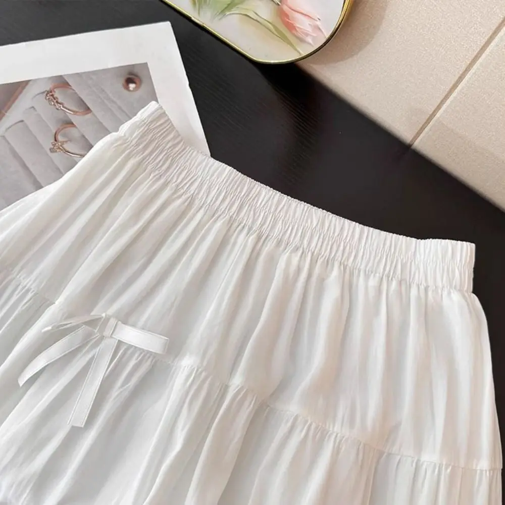 

Многоярусная юбка-миди с бантом, плиссированная однотонная длинная юбка трапециевидной формы с высокой талией, шикарное семиточечное длинное платье, сплошной цвет