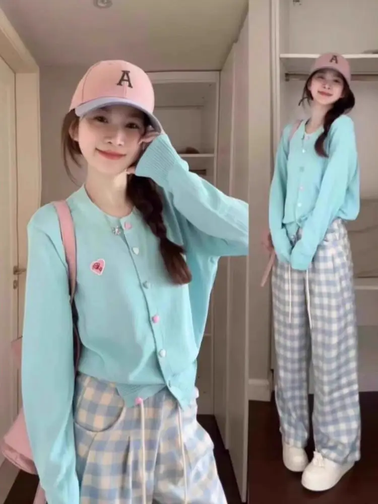 

plus Size 300 Pou Korean Sle Blue Long Sve Knitted Open Cardigan Autumn Winter Fat MM Dopne Outerwear Sweater Ja...