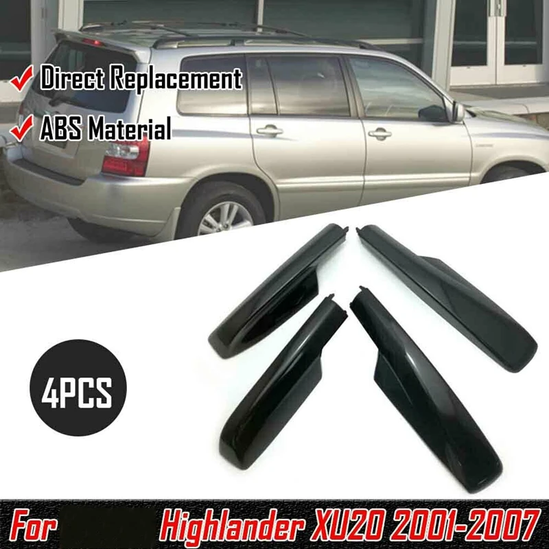 

4Pcs Black Roof Rack Cover Rail End Shell for Toyota Highlander XU20 2001-2007