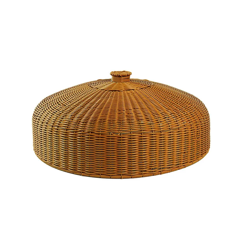 

Imitation rattan woven Chinese dining table vegetable cover round large meal cover multi-functional dust and mosquito