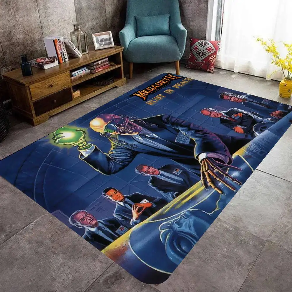 Heavy Metal Rock Roll Music M-Megadeths Hallway Carpet Non-Slip Laundry Room Mat Laundry Decor Balcony Child Living Room Bedside