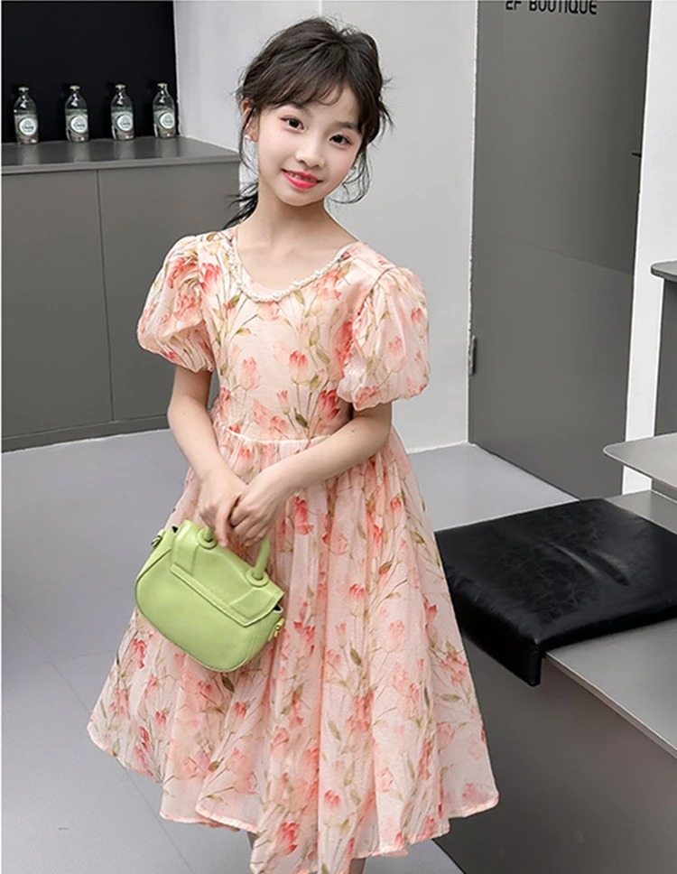 

5-11T summer children kids girls fashion cute brand short sleeve dress