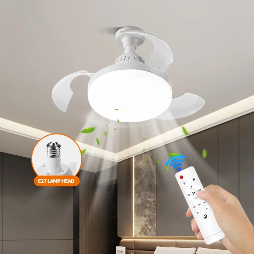 Ceiling Fan Light New Invisible Telescopic Blade Air Circulation Fans Silent Dimming Timed Room Decor Ceiling Fan with lighting