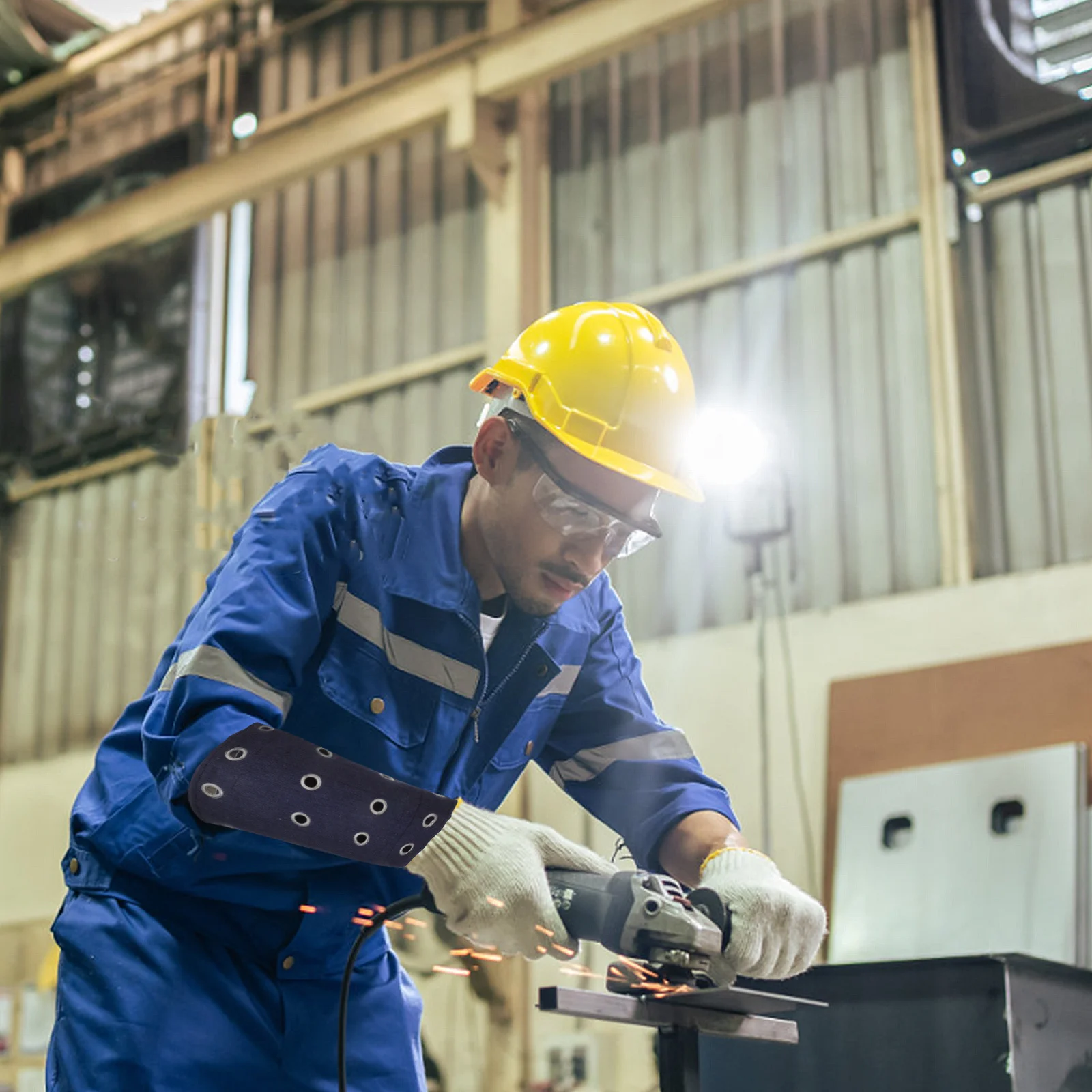 1 زوج قطع مقاومة أكمام أذرع تبريد دائم الدنيم الصلب حماية مقاومة للخدش لحام الزجاج الصلب العمل الساعد حامي #3