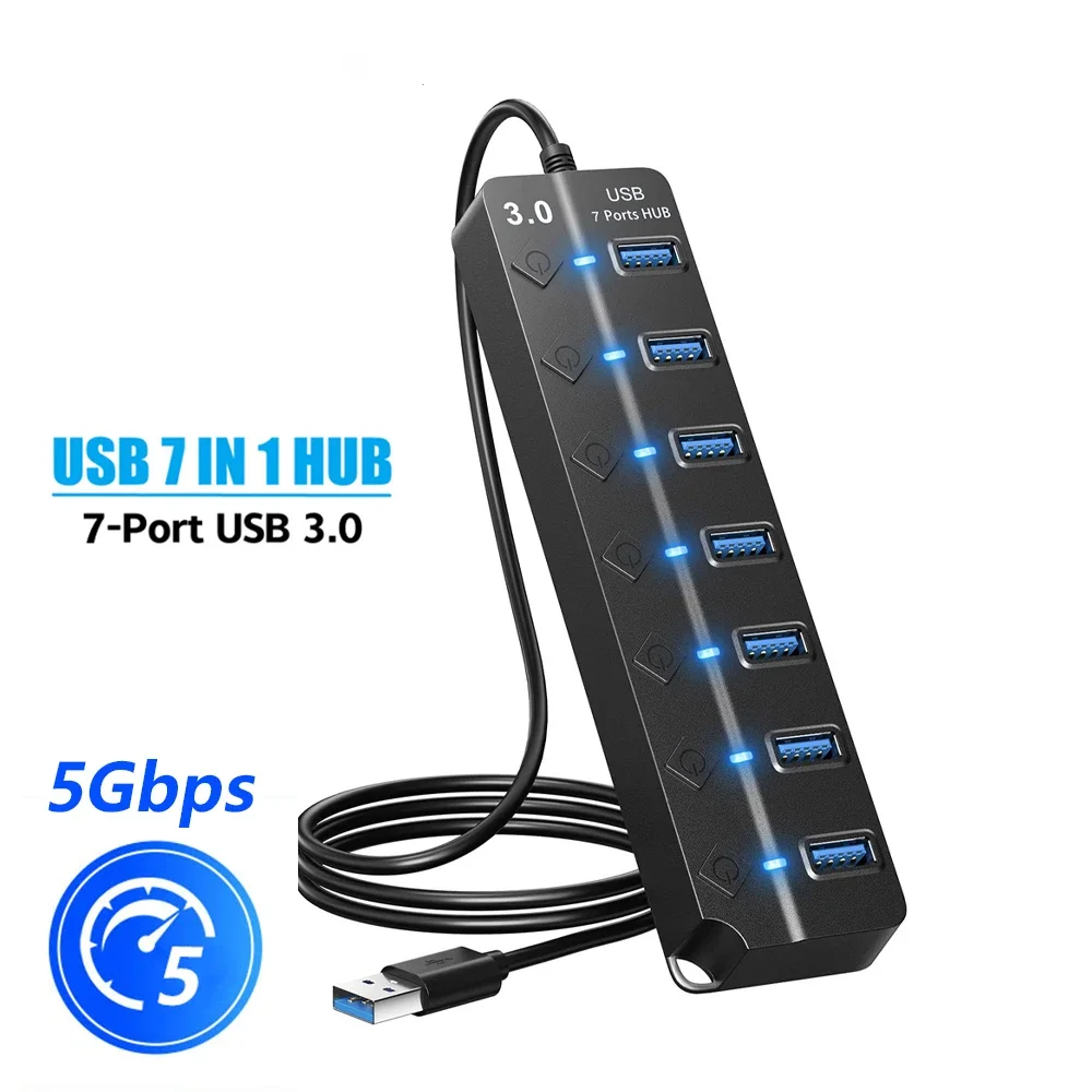 USB Hub High Speed Multi USB Splitter Adapter 7 Port 4 Port Mehrere Expander Hub Switch Extender Kabel