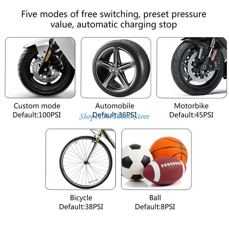

y1gd Накачка шин Портативный воздушный компрессор для автомобиля с цифровым манометром Светодиодный мини-перезаряжаемый насос