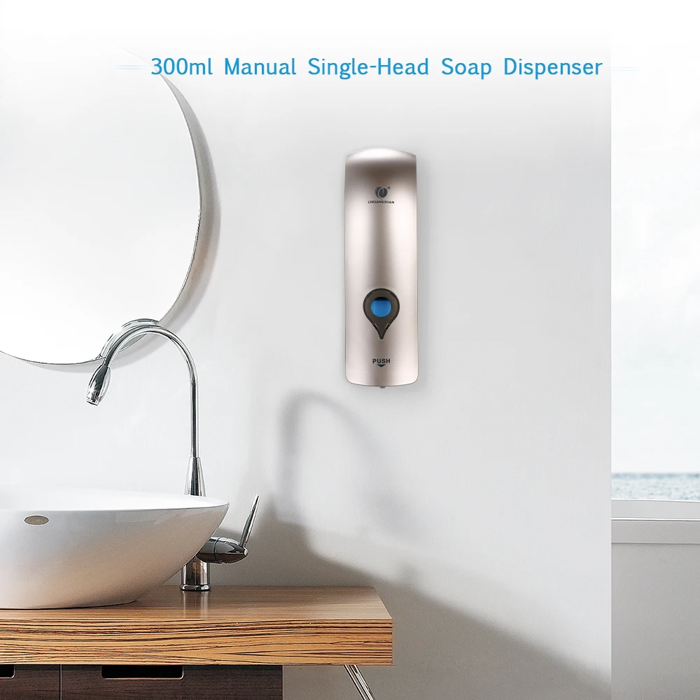 300ml Soap Dispenser Manual Wall-Mounted Kid Family Hotel Shower Gel Drop Ship Liquid Shampoo Dispenser Bathroom Accessories