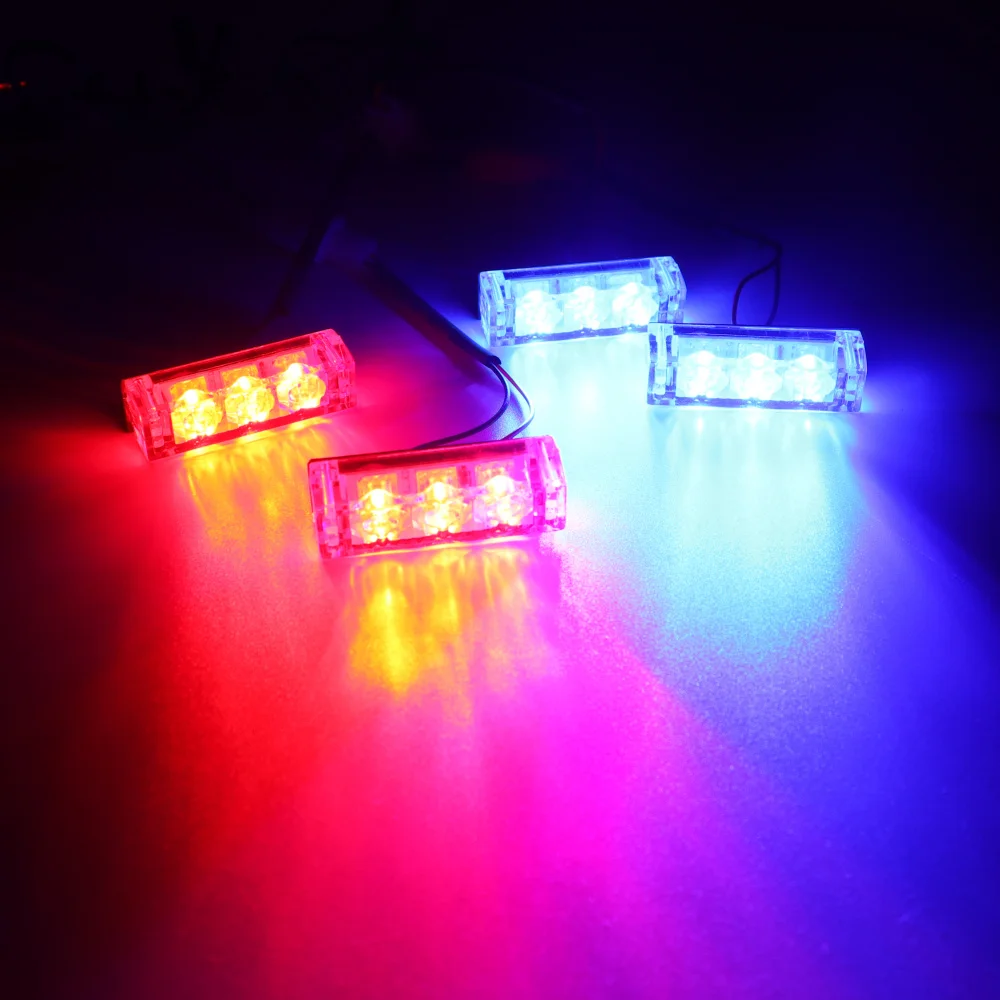 6x3 LED Red Blue Amber Car Grille Strobe light Police Fireman Car Front Bumper strobe Emergency light Flashing Warning lamp 12V