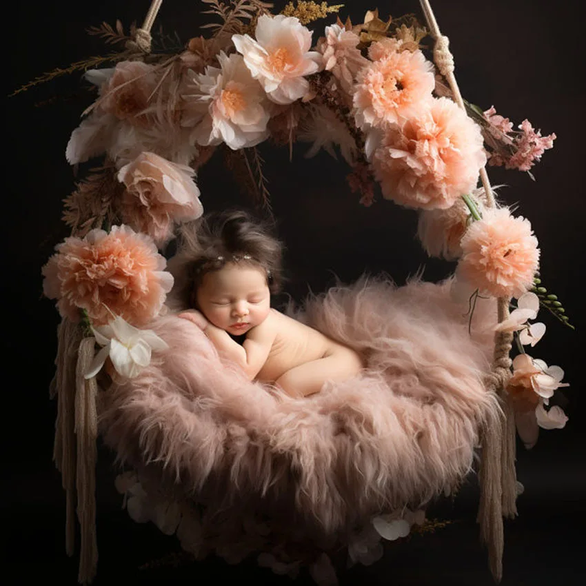 Mehofond Photography Background Retro Boho Flower Swing Newborn Baby Artistic Portrait Birthday Party Decor Backdrop Photo Studi