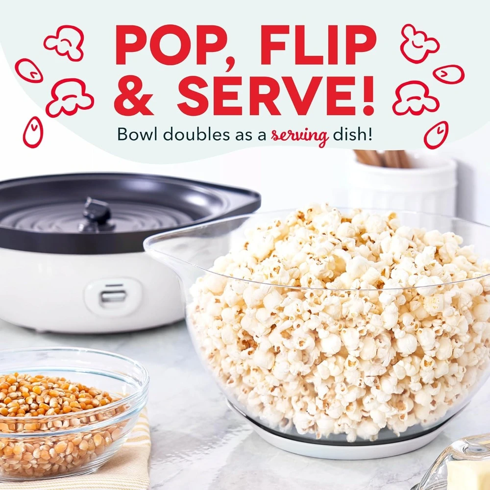 Popcorn Machine with Large Lid, 24 Cups Hot Oil Electric  for Serving Bowl & Built-in Measuring Cups, Popcorn Maker