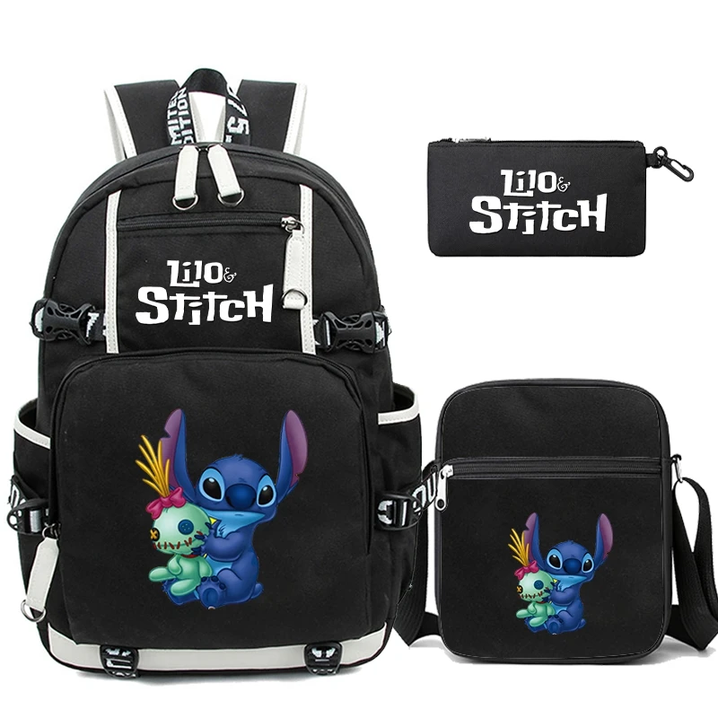 Disney-Sac à dos de dessin animé CAN o Stitch pour enfants, sac à dos pour adolescents, sac d'école avec sac à lunch, cartable pour étudiant garçon et fille, Mochila