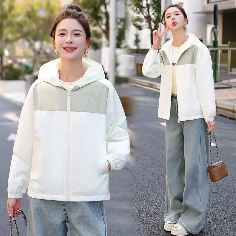 Dames coréennes nouveau manteau à manches longues 2025 mode féminine vêtements d'extérieur à capuche printemps automne femmes loisirs Patchwork hauts amples veste