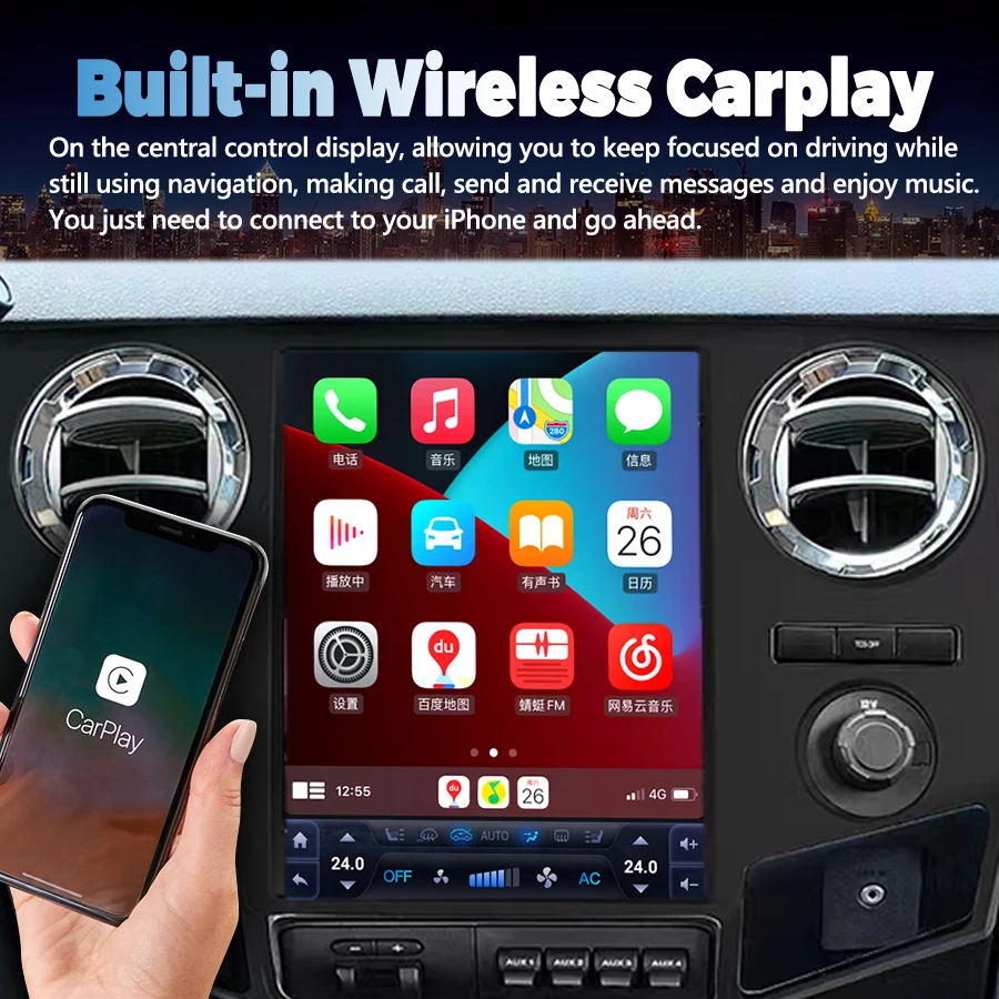 12.1" Tesla Android Screen Radio For Ford F250 F350 F450 F650 2008 2016 GPS Carplay Car Multimedia Video Player Stereo Head Unit