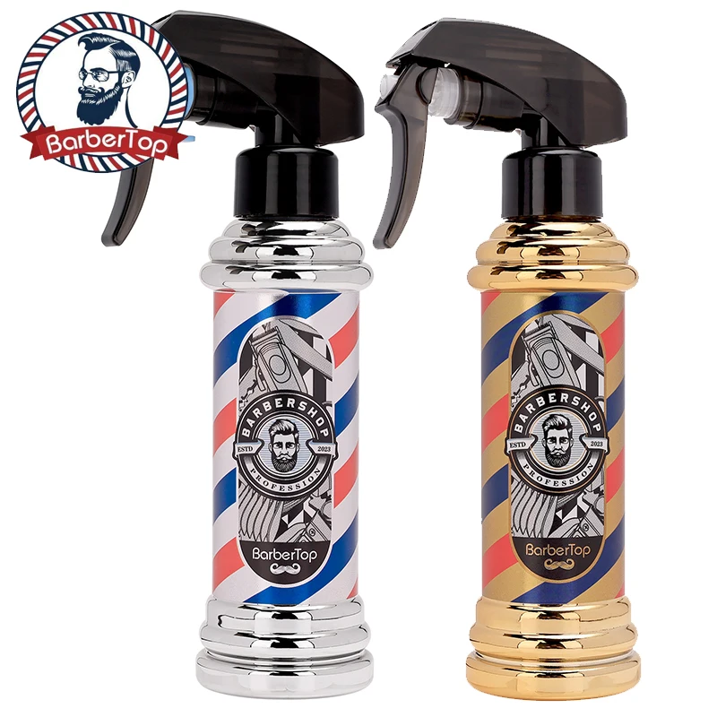 Barbertop-botella de Spray de 200ML, bote de agua de alta presión para peluquería, pulverizador de desinfección de Alcohol de niebla fina Retro