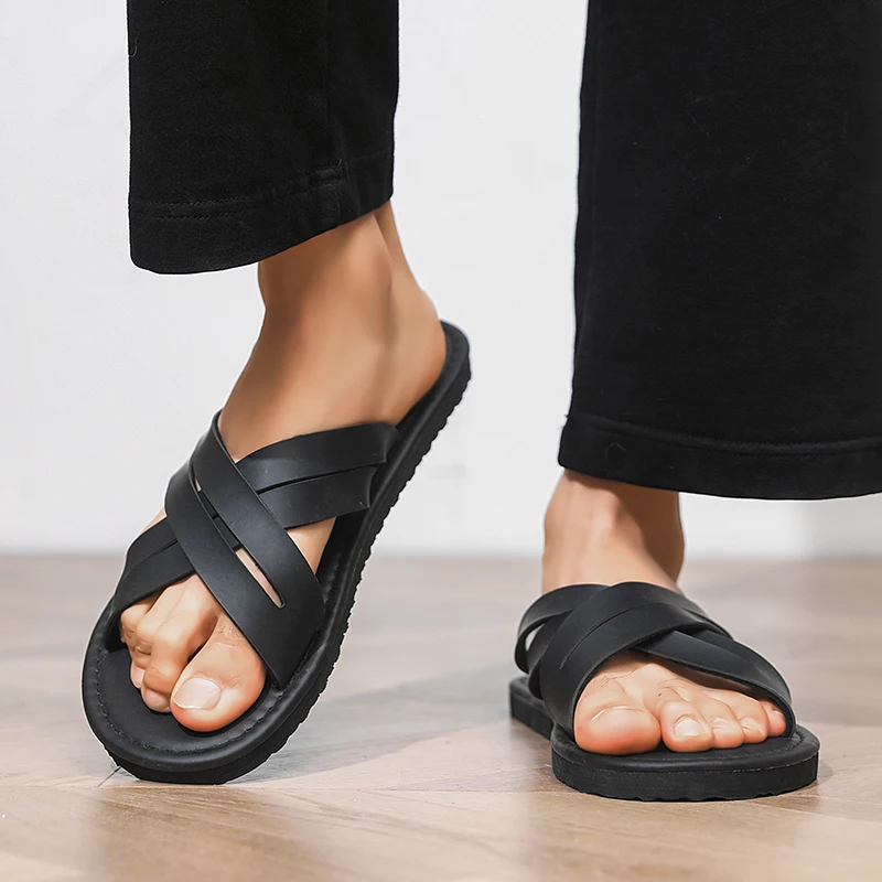 Outdoor-Leder-Herren-Slipper, Sommer-Sandalen für Herren, modische Strandschuhe, hochwertige Freizeitschuhe, Slip-on-Römerschuhe, Flip-Flops – Detail 12