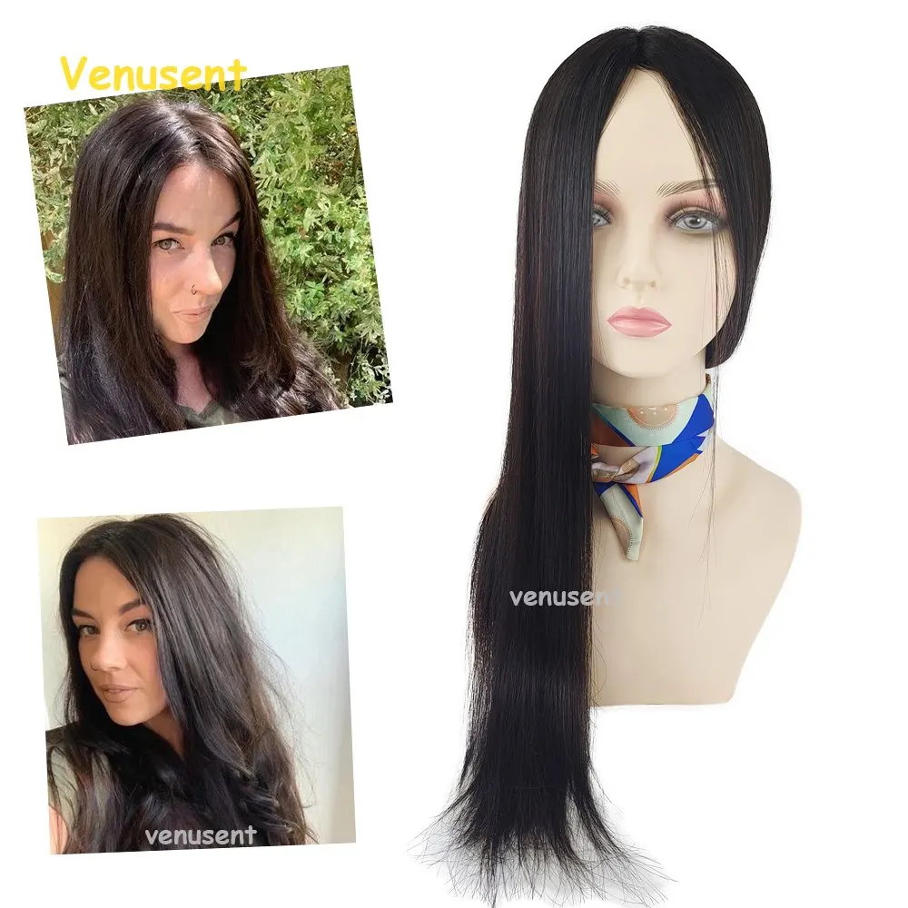 60cm Injected Scalp Silk Base Topper 6x6Inch Chinese Virgin Human Hair Toupee For Women 24Inch Silicone Skin Base Hairpiece