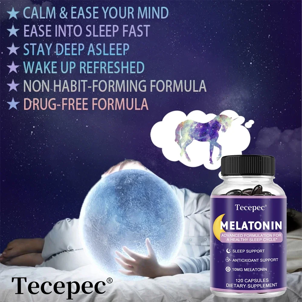 Melatonin Capsules - Relieves Insomnia Antioxidant Healthy Sleep Cycle Supplement 10 Mg Melatonin Fast Deep Sleep