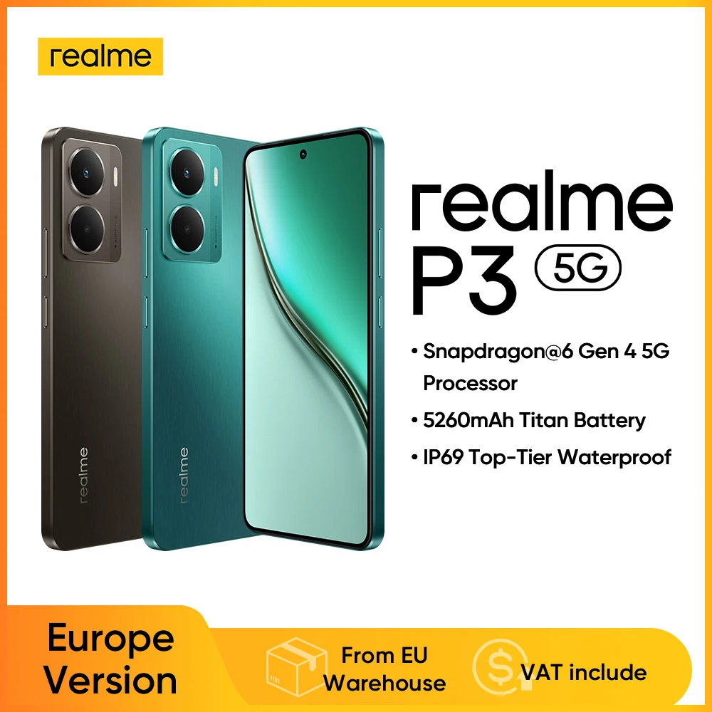 realme P3 5G Android-Smartphone AI Snapdragon 6 Gen 4 6,67'' 120Hz AMOLED-Display 5260mAh Akku 50MP AI-Kamera