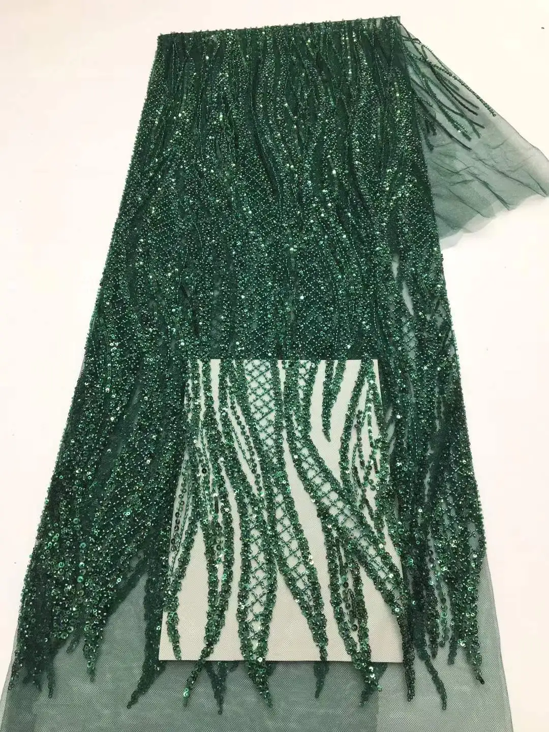 الراقية اليدوية مطرز أقمشة الدانتيل التطريز الدانتيل الفرنسي فستان الزفاف المطرزة أكوا تول النسيج، 10 ياردة