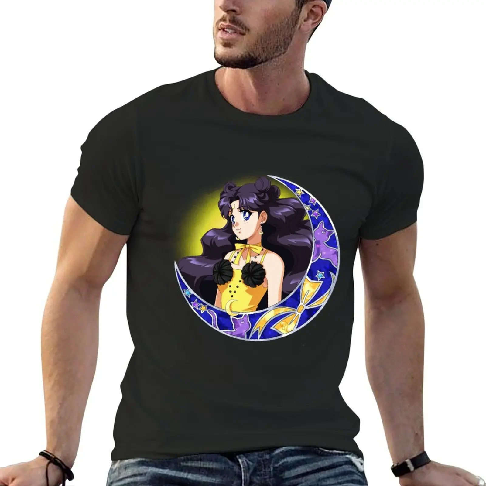 

Human Luna T-Shirt blue lock street wear black t shirts for men