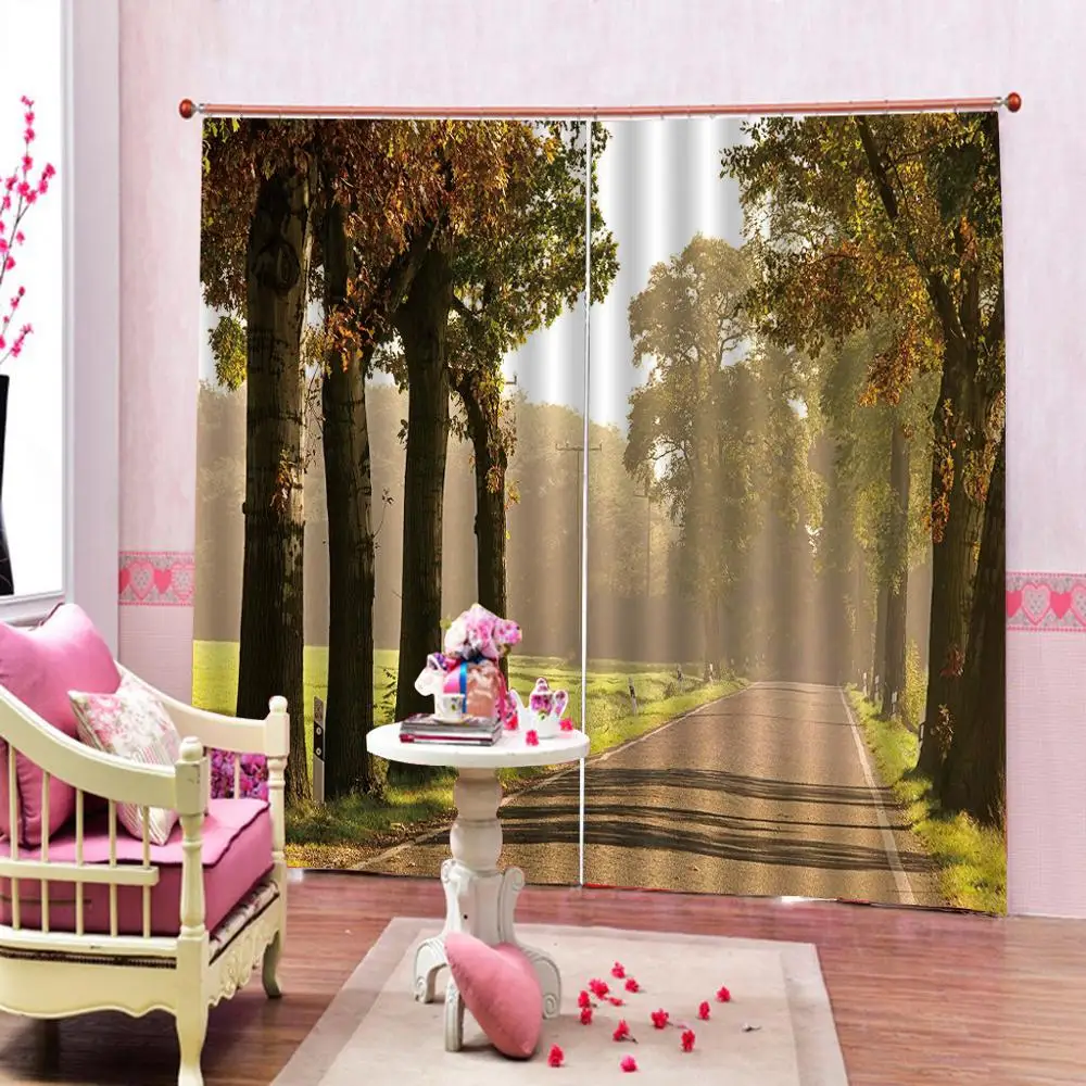 auturn scenery curtains 3D Curtain Luxury Blackout Window Curtain Living Room road tree curtains Blackout curtain