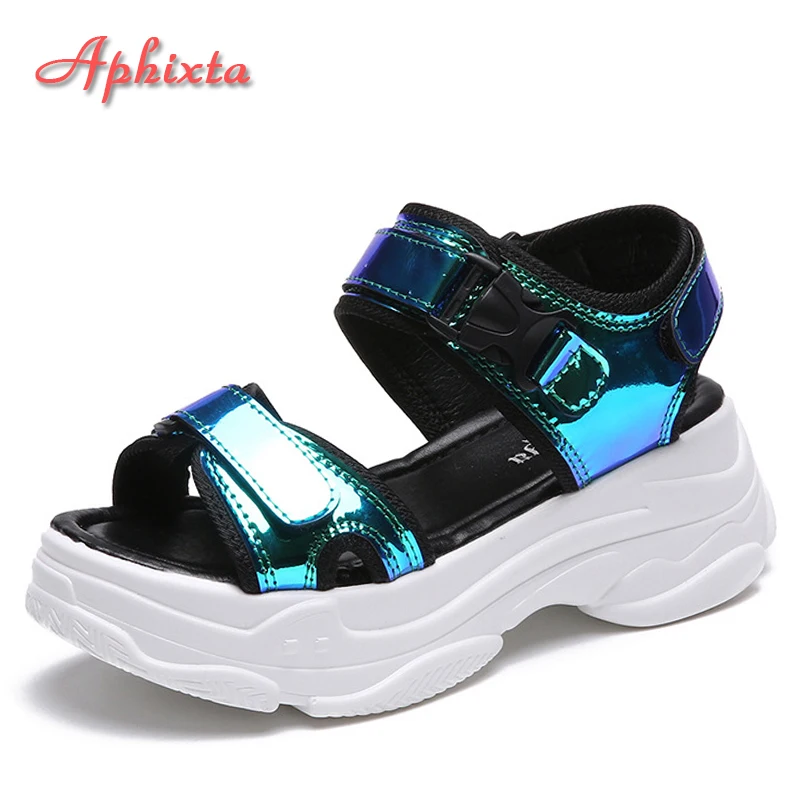 Aphixta 1.968 inch Platform Women Sandals 2022 New Fashion Ladies Hook & Loop Shoes Women\'s Wedges Shoes Summer Sandals