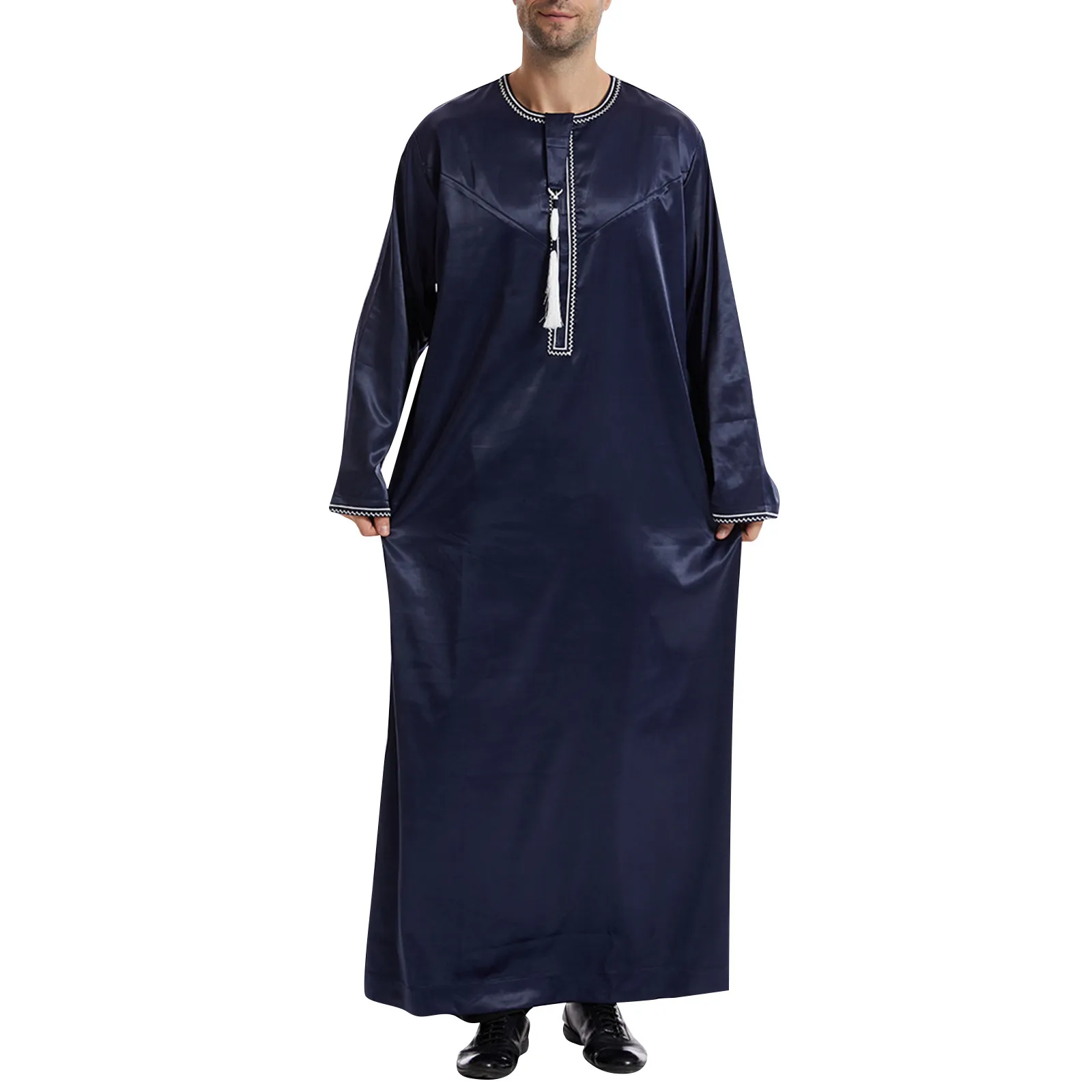 Islamic Clothing Men Robe Kaftan Muslim Man Moroccan Casual Long Dress Arabic Striped Robe Middle East National Costume