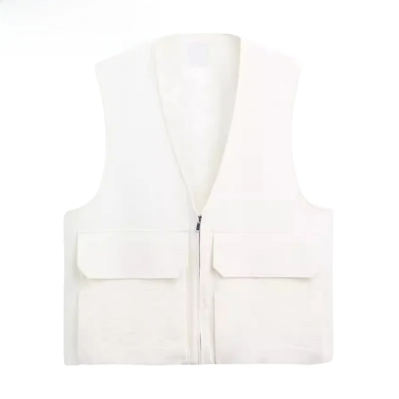 

New Arrival Autumn Men's Cotton V-Ne Zipper Casual Vest Comfortable ket Decorated Loose Fit Faion Urban Sle Color
