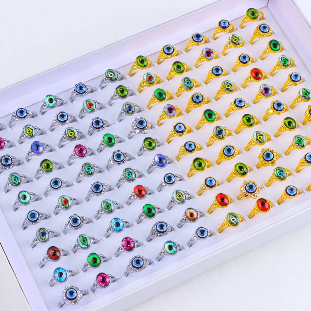 

Pack of 20pcs Women's Fashion Punk Vintage Eyes Metal Mix Style Jewelry Rings For Party Gift