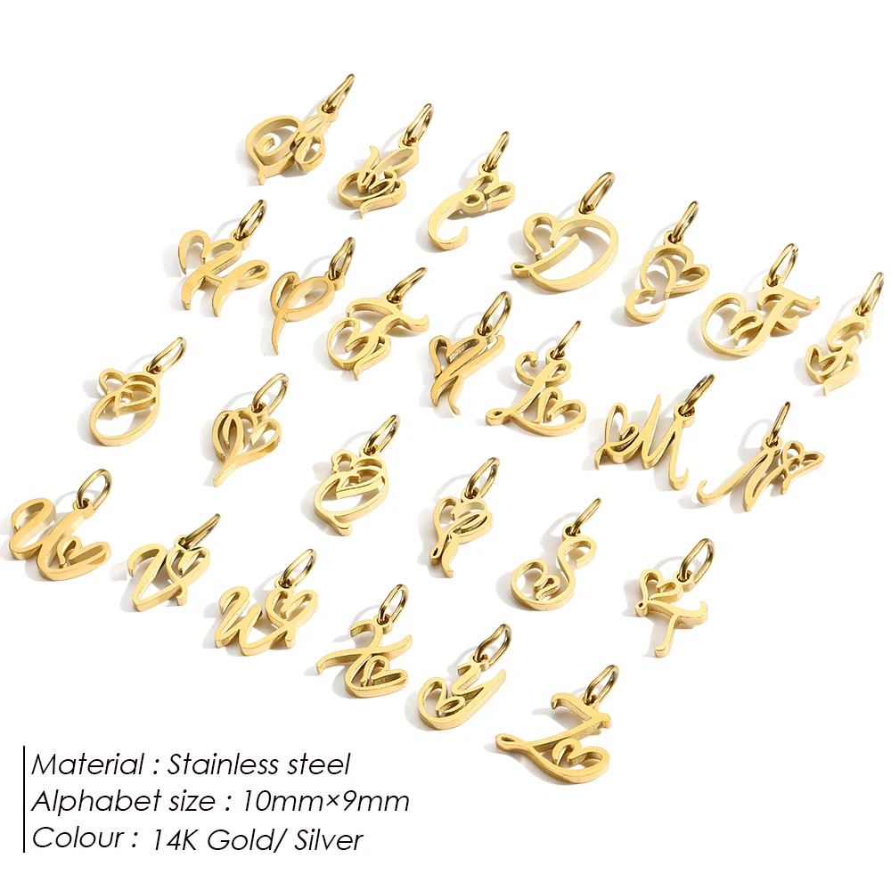 SUNIBI Heart Art Initial Alphabet Pendant DIY Name Customized Birthday Gift Stainless Steel Women Fashion Jewelry A-Z Wholesale
