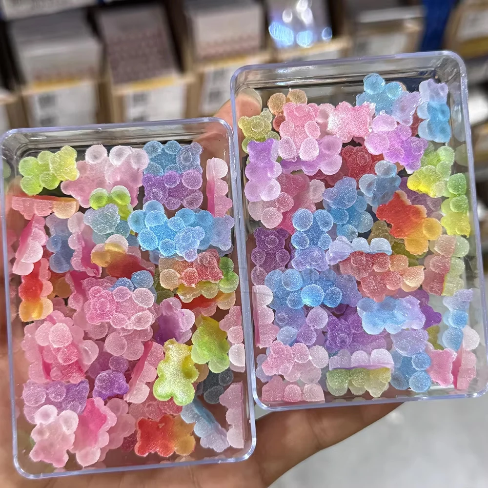 Breloques pour ongles en résine 3D, 50 pièces, ours bonbon, Y2K, dégradé Kawaii, gommeux, ours coloré, ornements pour ongles, épingle à cheveux, artisanat de téléphone, déco