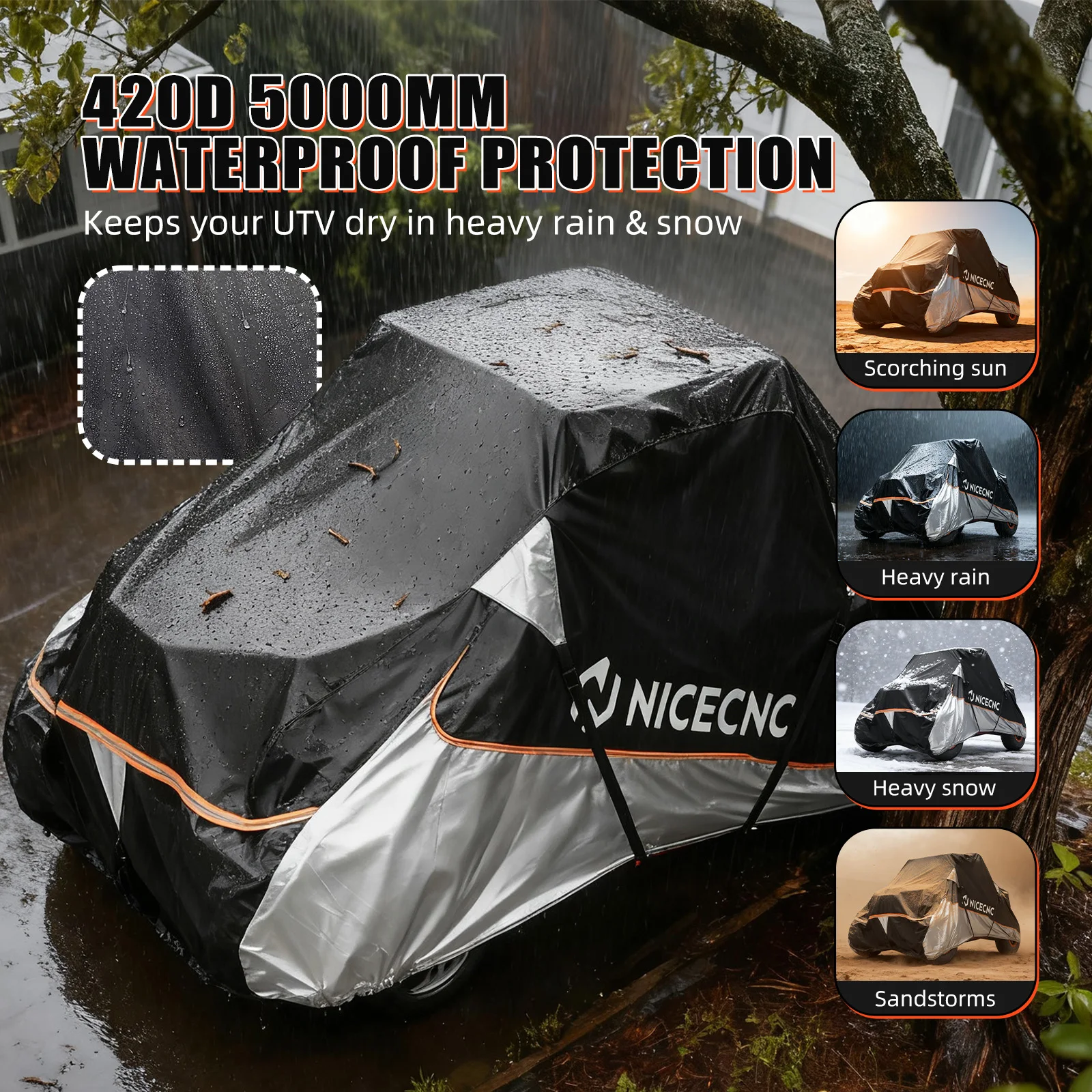 NICECNC For Can Am Maverick X3 R 4x4 Turbo DPS 2018-2025 2-Seater Waterproof UTV Cover For Canam Commander 1000 Accessories
