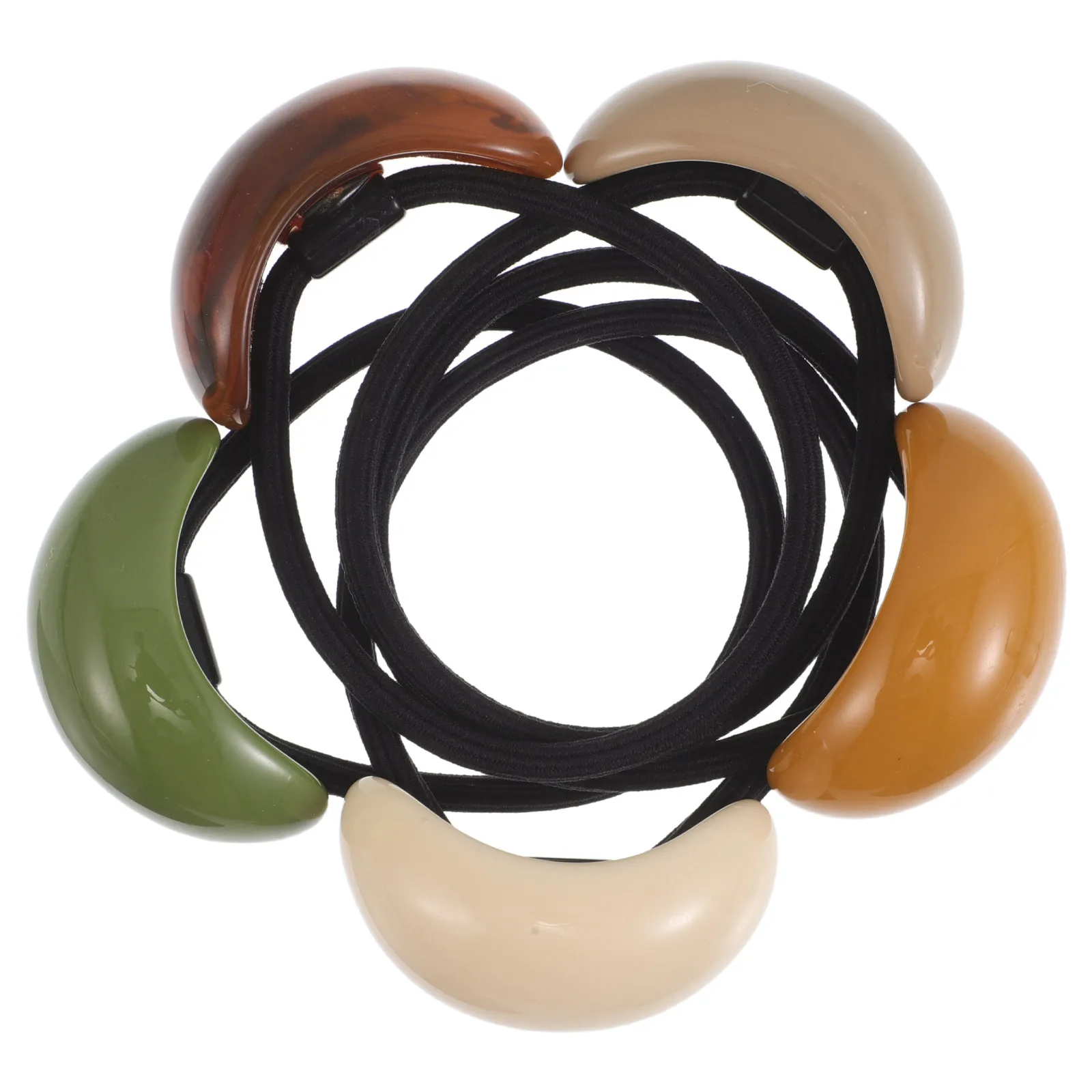 

5pcs Geometric Elliptical Circle Ties Durable Elastic Bands Oval Ponytail Buckle Hair Accessories Versatile Colors Hair Cuff
