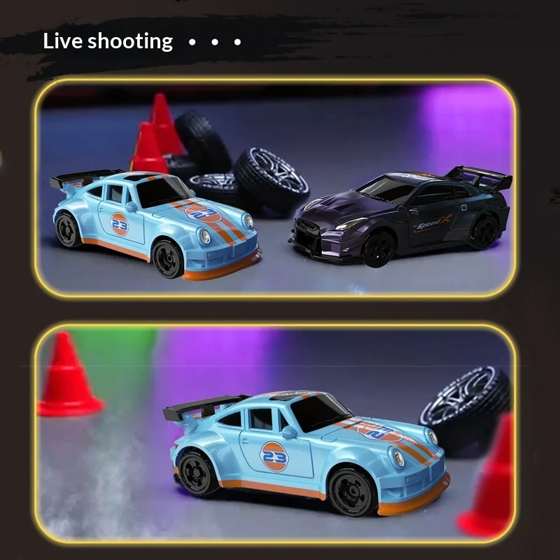 Nuevo 1:64 Mini RC Drift Car gradiente púrpura escala 4WD Control remoto profesional de alta velocidad coche de carreras juguetes para niños modelo de escritorio