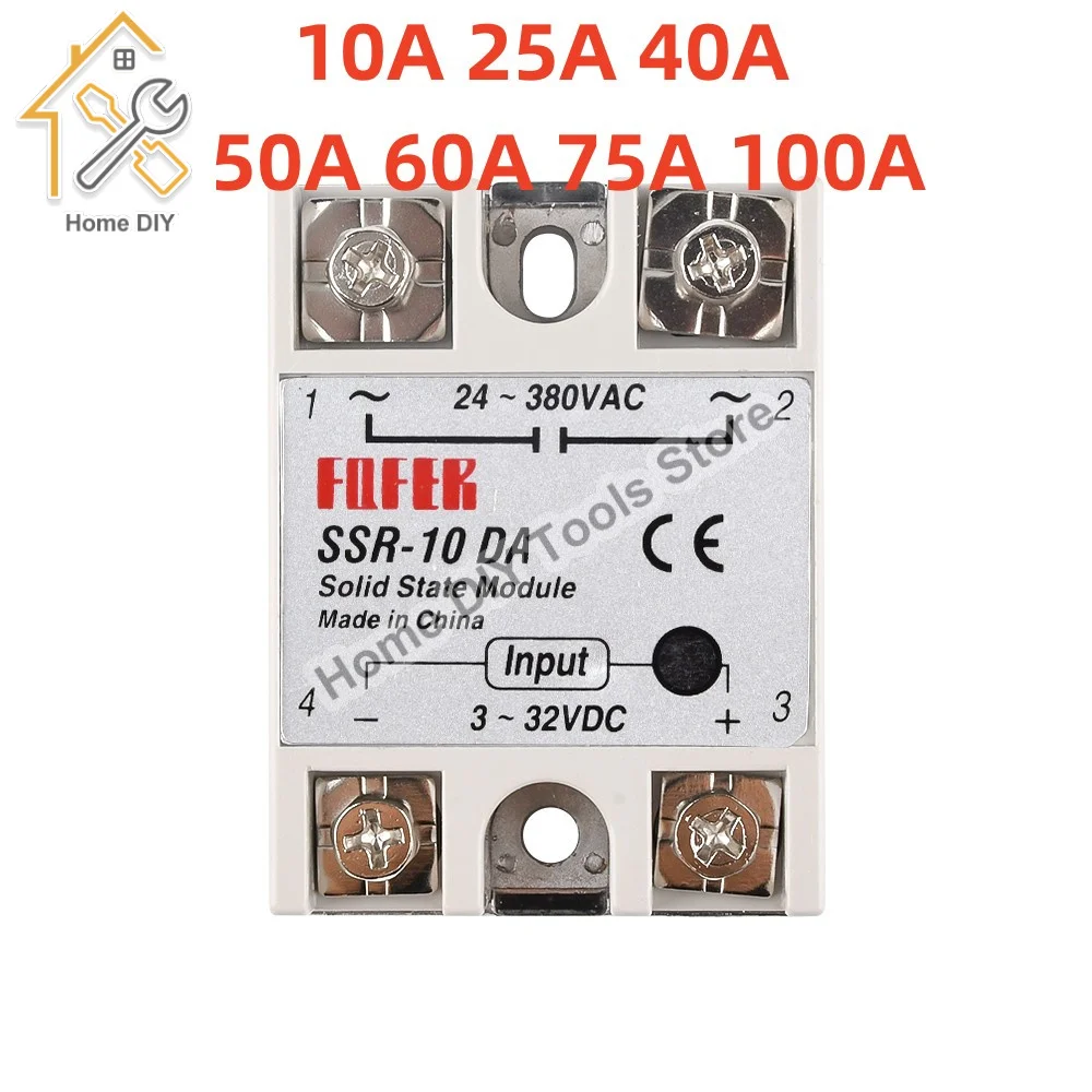 SSR-25DA SSR-40DA SSR-40AA SSR-40DD SSR 10A 25A 40A 60A 80A 100A DD DA AA Solid State Relay Module for PID Temperature Control