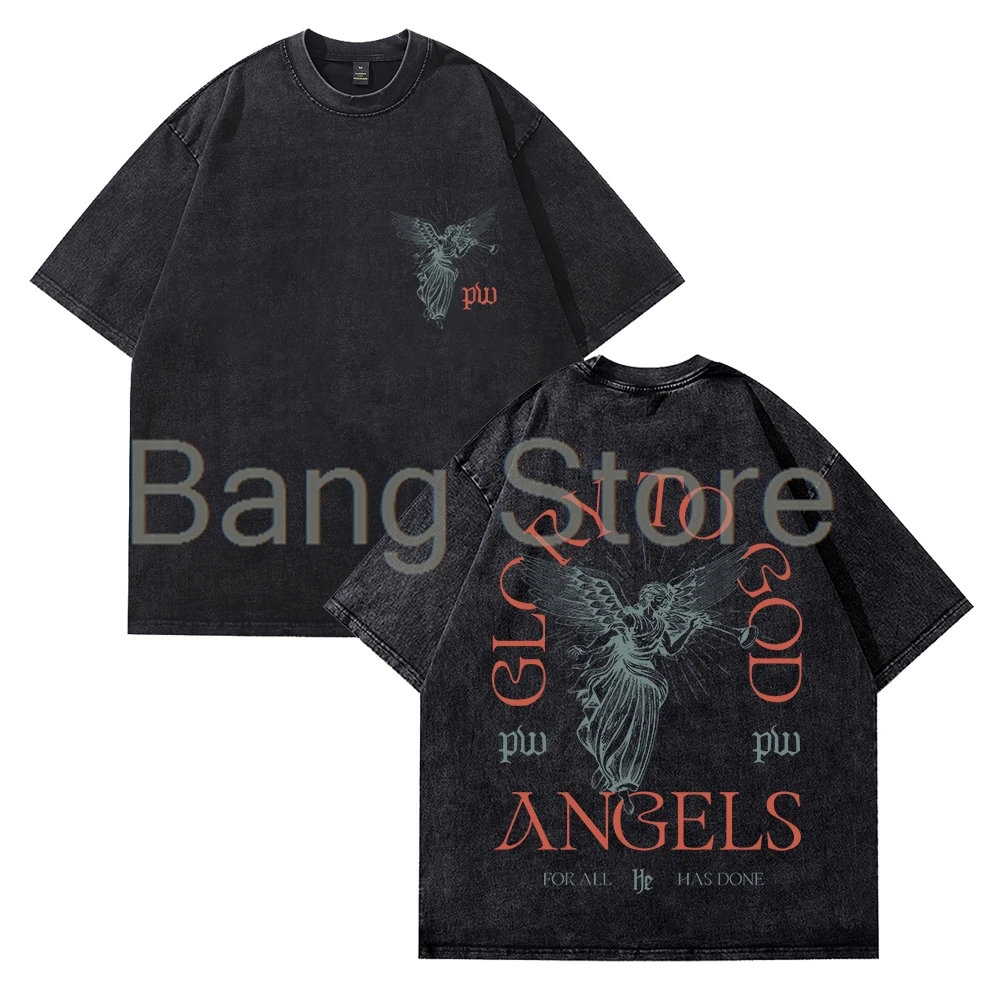 Phil Wickham Glory To God Angels Washed Cotton Tee Unisex T-shirt Crewneck Short Sleeve Tops