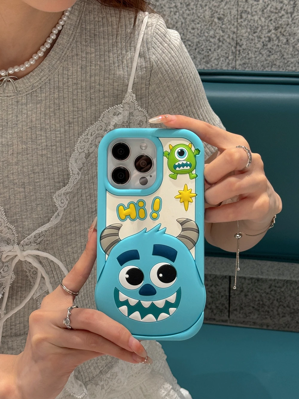 for iPhone 16 15 14 13 12 11 Pro Max Cartoon Sulley Monster Case Soft Silicone Cover