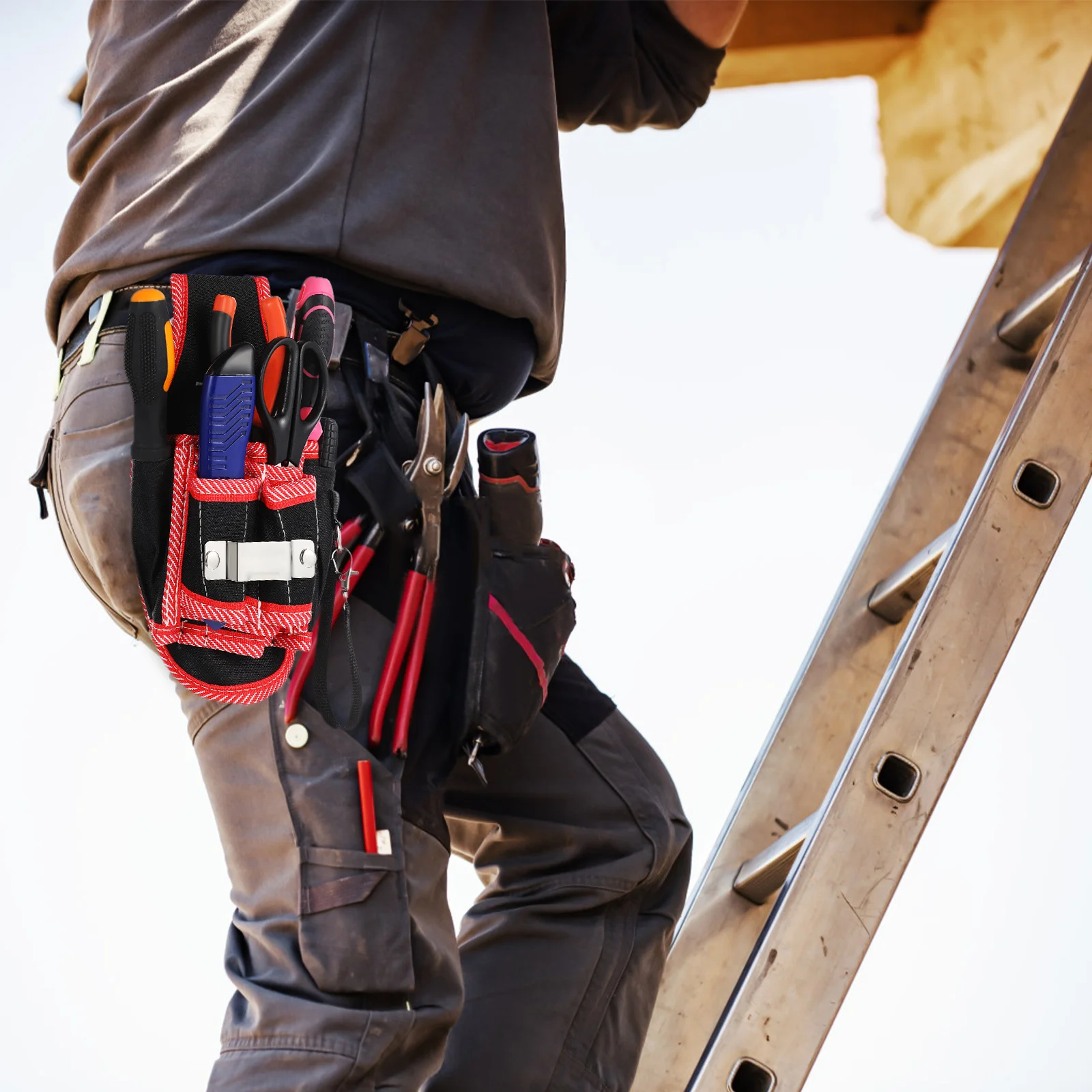 

Large Capacity Electrician Tool Pouch Compact Lightweight Polyester Multi Pocket Utility Belt Pouch For Maintenance