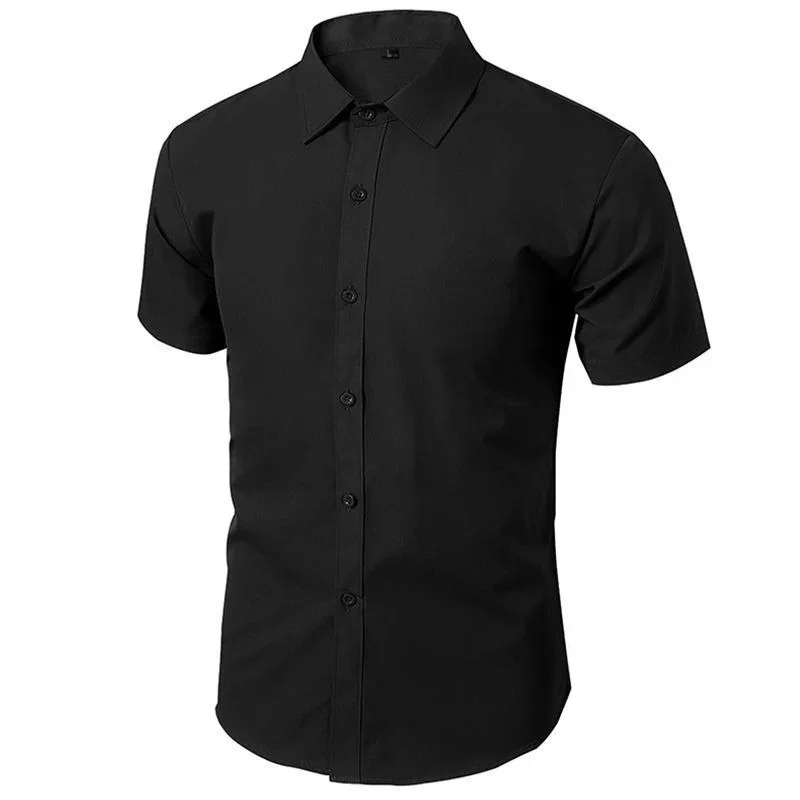 Sommerhemd für Herren, täglich, lässig, weiße Hemden, kurze Ärmel, Button-Down, schmale Passform, männliche soziale Bluse, 4XL, 5XL