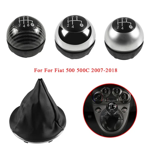 Perilla de palanca de cambios de 5/6 velocidades, bota de palanca de cambios para Fiat 500 500C 2007 - 2018