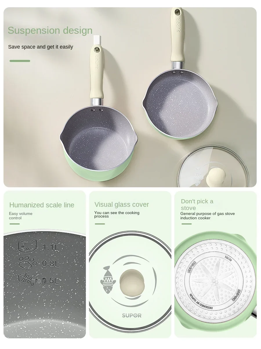 Complementary Food Pot Frying Integrated Multifunctional Steamer Special Soup Small Milk Boiling Pot Non-Stick Pan Household image 6