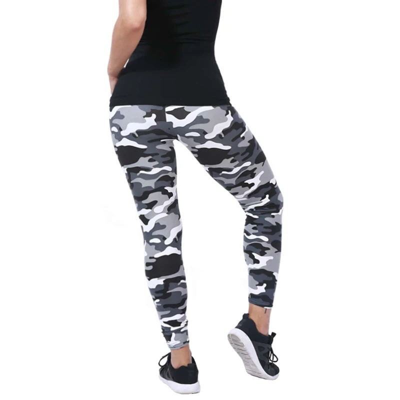 Camouflage Printed White Gray Sexy Women's Leggings Sports Jacket Tight Pants High Elasticity Slim Fit Tight Pants