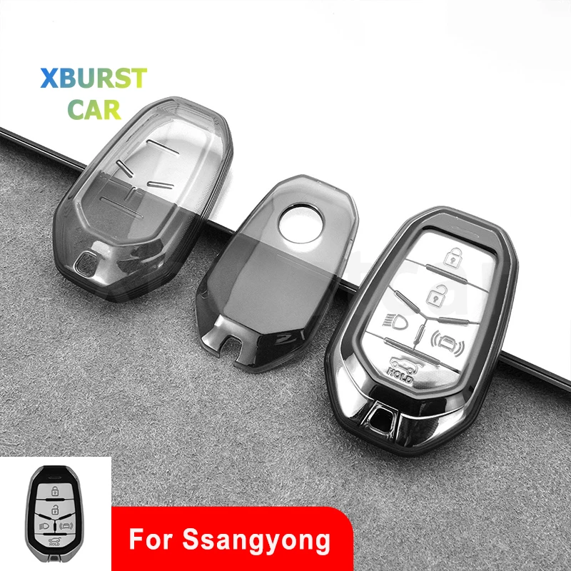 TPU Car Remote Key Case Cover Shell Fob Keyless Protector Holder For Ssangyong Rexton Y400 Y450 G4 2021 2022