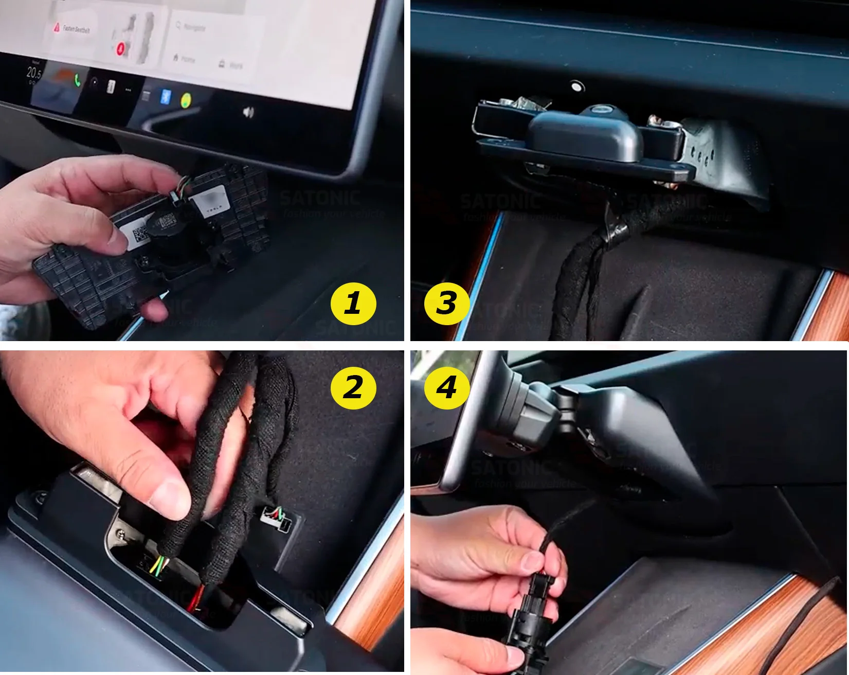 2026 SATONIC V2Pro Bildschirm-Schwenkhalterung 4-Richtungs-Rotation für Tesla Model 3 Highland & Model Y Juniper YL RHD & LHD Plug & Play – Detail 12