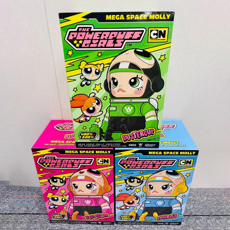 400% 100%Pop Mart Action Figures Space Molly Series Figures The Powerpuff Girl Pvc Room Decoration Birthday Gift For Kids Toys