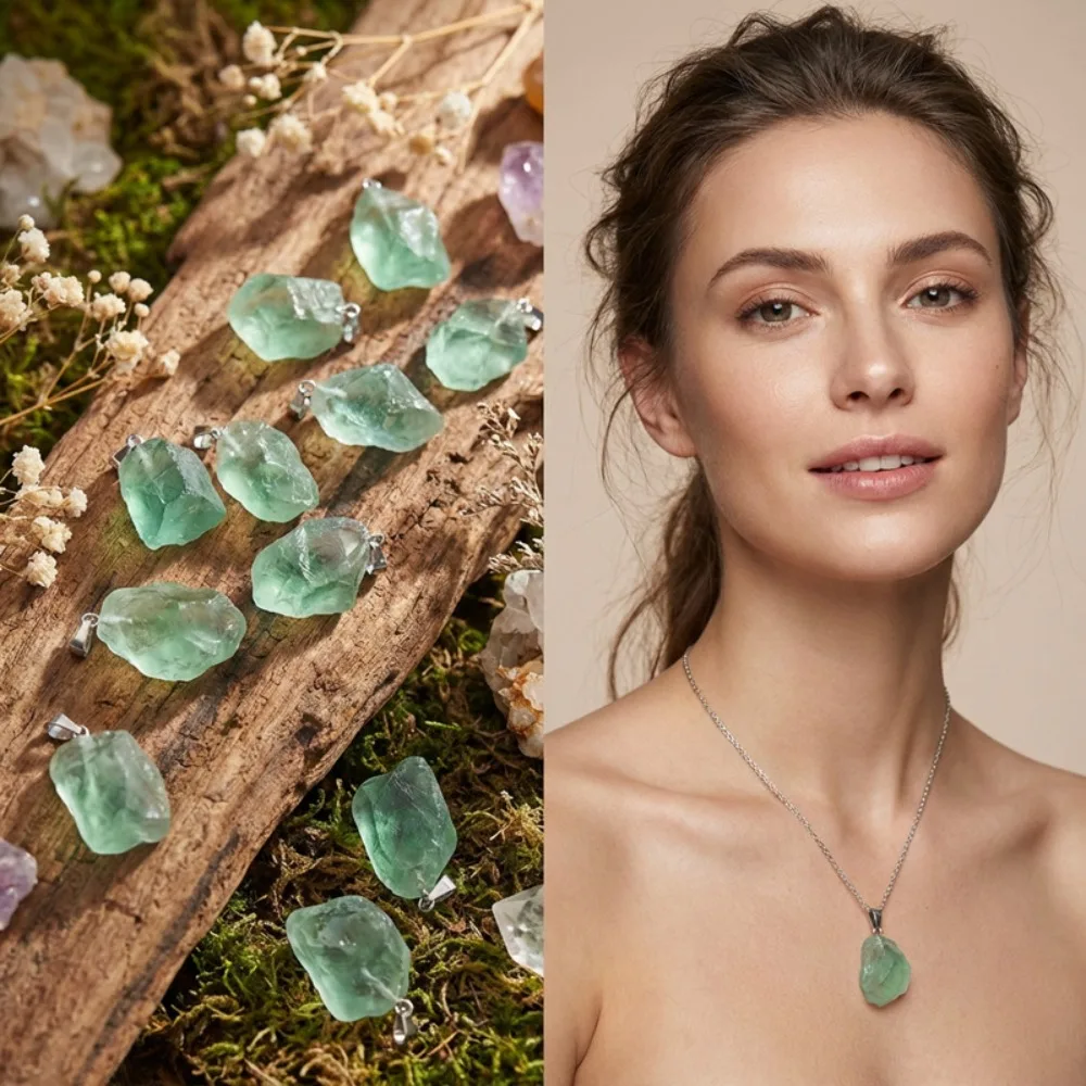 

Raw Natural Stone Pendants, Rough Crystal Charms for DIY Jewelry Making Necklace