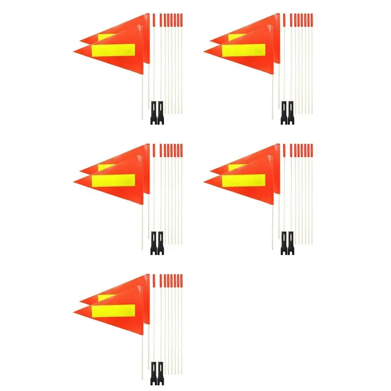 B03C-10 Pcs Bike Safety Flag With Pole, 6-Feet Adjustable Pole Polyester Tear-Resistant Waterproof Safety Flags