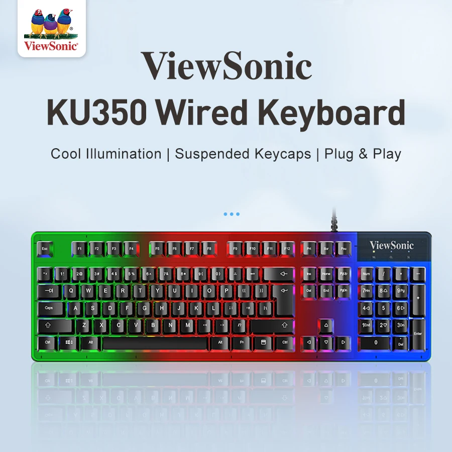 View Sonic KU350 Mechanical Keyboard 104keys Wired Gaming Ergonomic Mechanical Floating Keycap With Multiple Lighting Keyboards